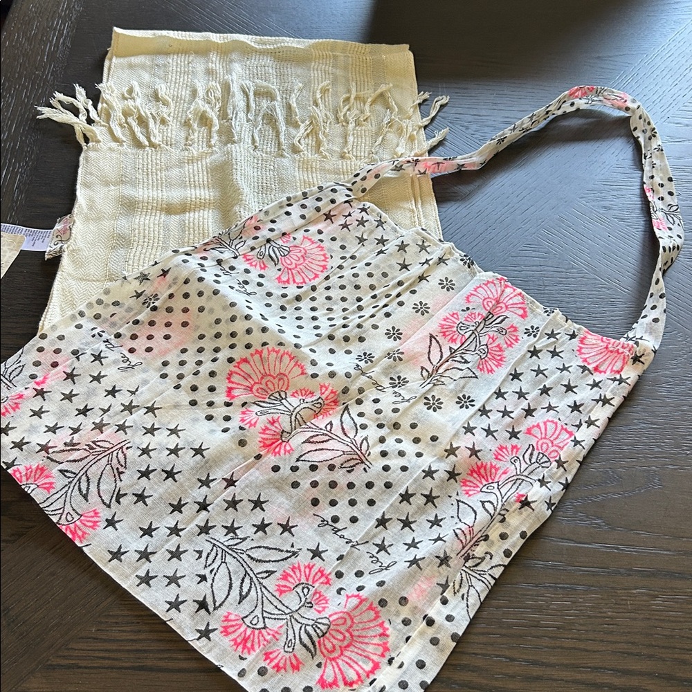 Free People Cream Sequined Lightweight Scarf • NWT